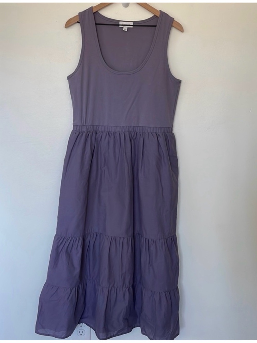 Evereve Marguerite Purple Sleeveless Midi Dress Size Large - Picture 2 of 8